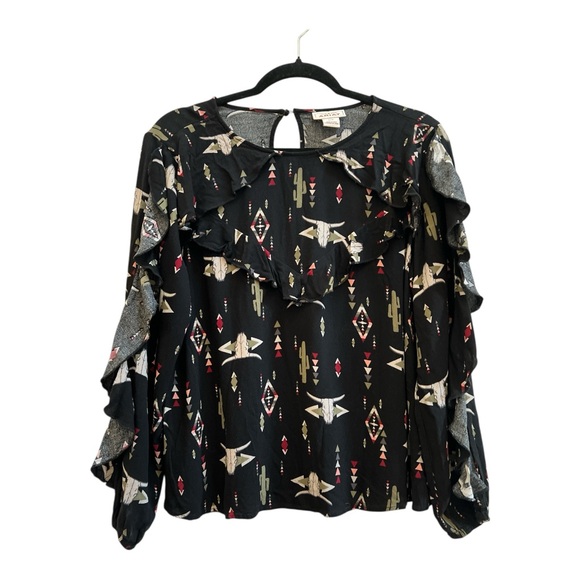 EUC Ariat Black Patterned Women's Blouse - Picture 2 of 6